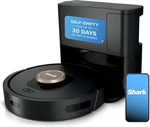 Shark AV2501AE - Robot aspirador AI con base autovaciante XL HEPA, sin bolsa, capacidad de 60 días, navegación LIDAR, perfecta para pelo de