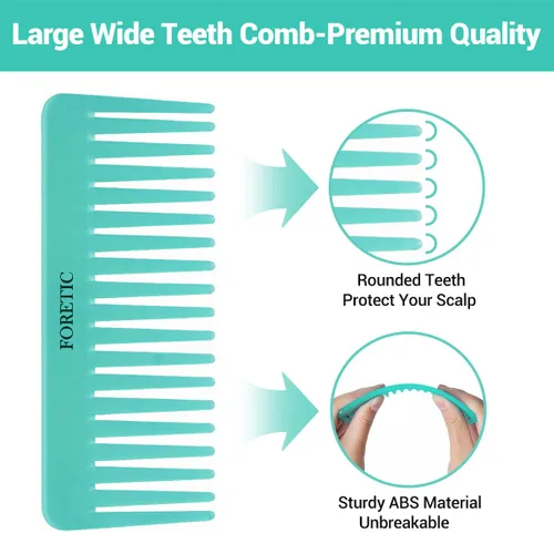 Miniatura 2 de Juego de 3 peines grandes de dientes anchos para mujeres, hombres y niños, desenredante hecho a mano para cabello rizado, largo y corto, corte