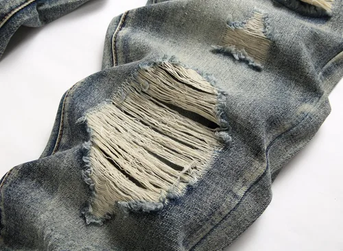 Miniatura 4 de OIIIO Pantalón vaquero de pierna recta rasgados para hombre
