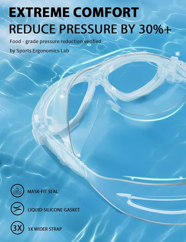 Miniatura 2 de Siliwo - Gafas de natación panorámicas de 180° para adultos, ultra cómodas, de silicona líquida, antivaho/UV, piscina y al aire libre, mujeres