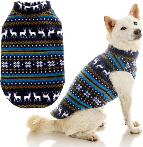 Miniatura 32 de Gooby - Chaleco de Vellón Elástico, Chaleco de Vellón Tipo Pullover Chaqueta Suéter para Perros, Azul Argyle, Extra Pequeño