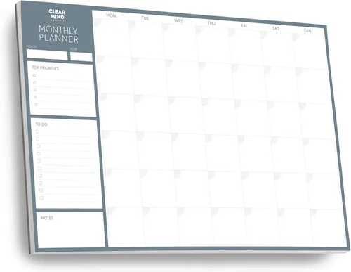 Planificador mensual grande de escritorio, A3 (16.5 x 11.3 pulgadas), calendario de escritorio sin fecha, 24 hojas (2 años), papel extra grueso de