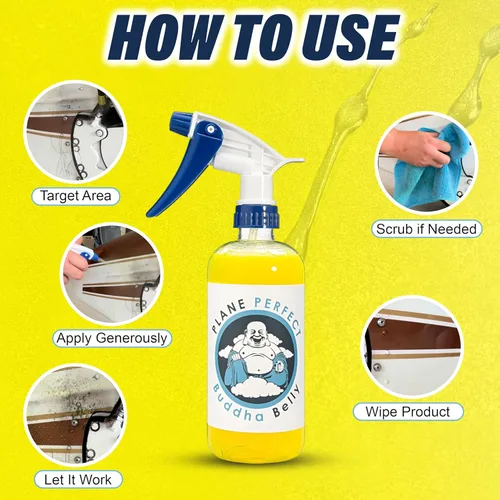 Miniatura 5 de Plane Perfect Buddha - Limpiador de aceite y grasa para vientre, espray desengrasante cítrico de grado aeronáutico resistente, limpiador