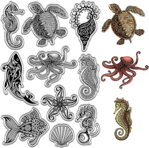 Miniatura 22 de CRASPIRE Sellos Transparentes con Fondo de Grieta Vintage Retro, Sellos de Goma Reutilizables de Silicona Transparente para Álbum de Fotos, Álbum