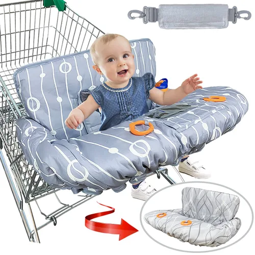 Miniatura 18 de Funda para carrito de compras para bebé, cubierta para carrito de compras para bebé niño y bebé niña, cubierta para silla alta para bebé y niño Gris