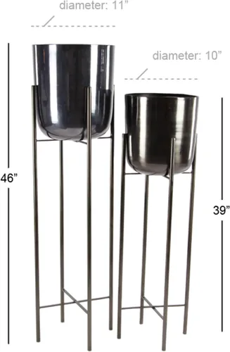 Miniatura 3 de CosmoLiving by Cosmopolitan - Maceta de metal para interiores y exteriores, maceta grande con soporte extraíble, juego de 2 macetas de 39 pulgadas