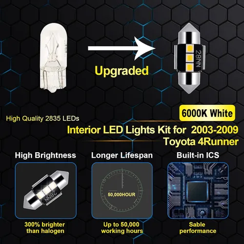 Miniatura 4 de EASY EAGLE Luces LED para interiores de automóvil para Toyota-4Runner-2003-2009: kit de 18 bombillas LED blancas, superbrillantes de 6000 K +