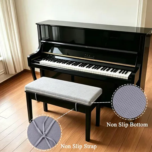 Miniatura 3 de Cojín de banco de piano de 32 x 12 pulgadas para almacenamiento de zapatos en interiores con lazos, antideslizante, para mesa de picnic y asiento