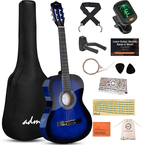 Miniatura 16 de ADM - Guitarra acústica para principiantes, 30 pulgadas, cuerdas de nailon, guitarra de madera para niños y estudiantes, lecciones en línea