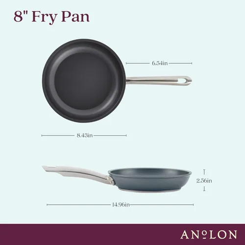 Miniatura 2 de Anolon Accolade - Sartén/Sartén de aluminio forjado anodizado duro antiadherente, 8.0 pulgadas, gris lunar