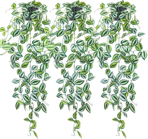 Miniatura 14 de LOYWREE Plantas Artificiales de 35.4 Pulgadas en Maceta Negra Plantas Colgantes Falsas Realistas en Maceta con Hiedra Artificial y Pothos - Ideal