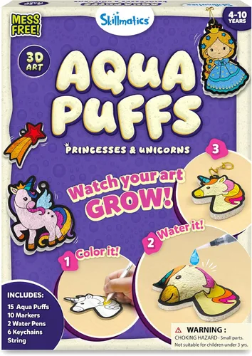 Miniatura 11 de Skillmatics Aqua Puffs - Kit de arte 3D, animales, pintura sin desorden por números, manualidades para niños, actividades de color de bricolaje