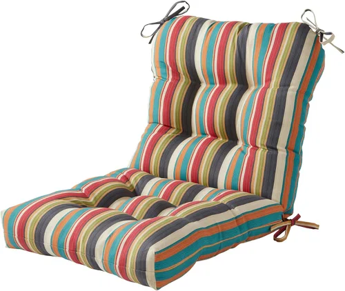 Miniatura 66 de Cojines para silla de exterior con bisagras, diseño de una sola pieza, cojín reversible para asiento y respaldo de patio con lazos, tela