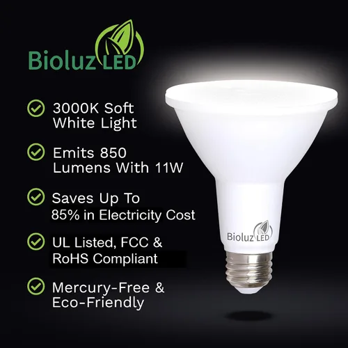 Miniatura 3 de Bioluz LED Paquete de 4 bombillas LED PAR30 de luz de inundación para interiores y exteriores, alto CRI, equivalente a 75 W usando 11 W, regulable