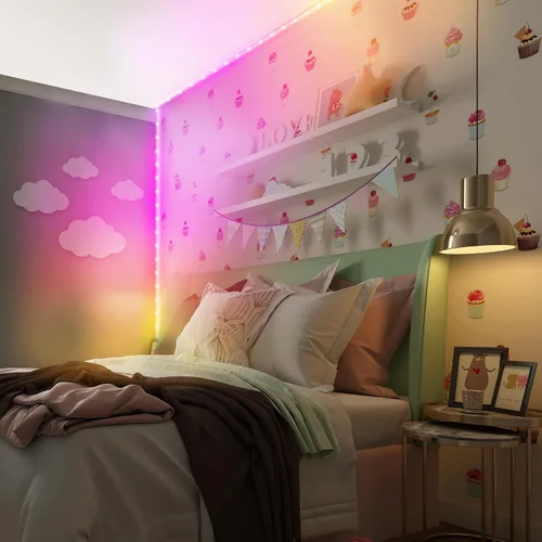 Miniatura 7 de XTREME Tira de luz LED RGB+IC, tira de luz LED de 50 pies para interiores, reactiva con sonido multicolor, control de aplicación Bluetooth, luces