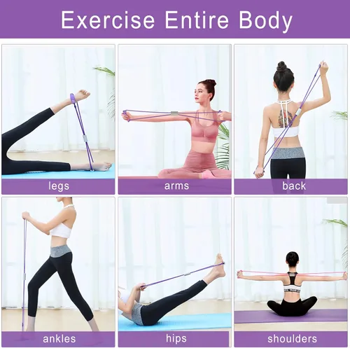 Miniatura 3 de FYY Figura 8 bandas de resistencia, banda de resistencia de yoga, banda elástica de fitness, cuerda de tracción, bandas elásticas de brazo y hombro