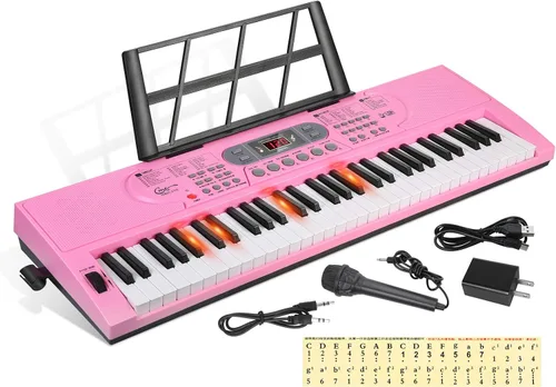 Miniatura 10 de Teclado de piano iluminado para principiantes, adultos, adolescentes, niños, teclado electrónico de música de 61 teclas con modos de enseñanza