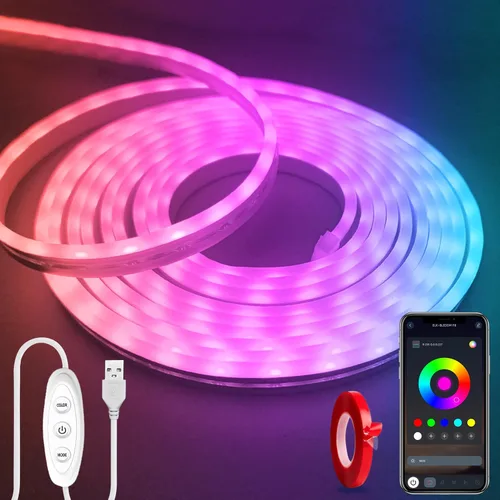 Miniatura 11 de Tira de luces LED de neón, tira de luces LED alimentada por USB de 3.3 pies, tira de luces de cuerda LED de 5V con sincronización de música y cambio