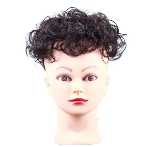 Miniatura 7 de Peluca de pelo corto y rizado con clip en base ahuecada para mujer, color negro y marrón