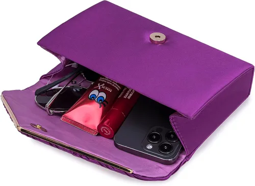 Miniatura 6 de Bolso de noche elegante para mujer, bolso de mano de satén plisado para bodas, bailes, eventos formales