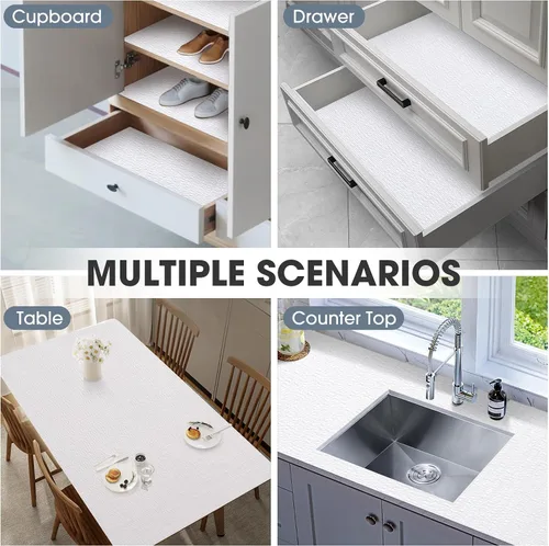 Miniatura 9 de Forro antideslizante para cajones y estantes, no adhesivos, grueso, agarre fuerte, impermeable, lavable, protege los estantes del aparador, armarios