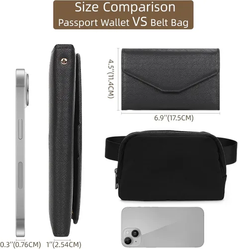 Miniatura 25 de Zoppen - Billetera de viaje con bloqueo RFID multiusos (Ver.4) Portatarjetas de pasaporte y vacunas, organizador de documentos de tres pliegues