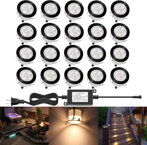Miniatura 23 de lámpara LED decorativa de bajo voltaje de 1 vatio, impermeable, para exteriores, patio, jardín, escaleras Blanco cálido