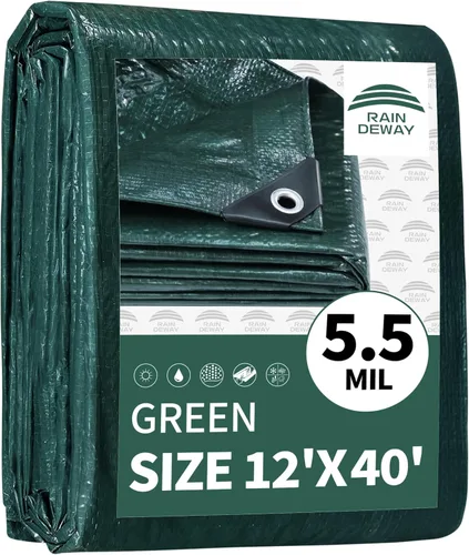 Miniatura 11 de RAINDEWAY Tarps - Lona impermeable de color azul de 4 x 16 pies de grosor, resistente a desgarros, multiusos, para techo, campamento, automóvil