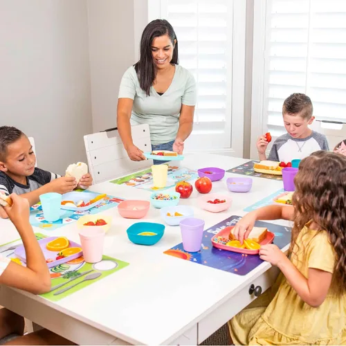 Miniatura 6 de Hapinest Paquete de 6 manteles individuales educativos antideslizantes reutilizables para niños y niños pequeños, tapete de aprendizaje con números