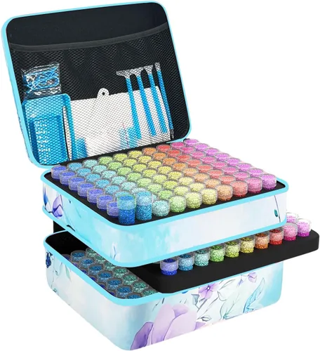 Miniatura 9 de Contenedores de almacenamiento de pintura de diamantes, 120 ranuras para accesorios de pintura de diamantes y herramientas para estuche organizador