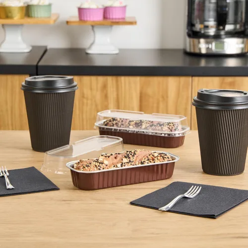 Miniatura 6 de Restaurantware - Mini moldes para pasteles de 6.8 onzas, 6.5 x 2.6 x 1.2 pulgadas, 100 tazas redondas para hornear, desechables, con tapas de Café