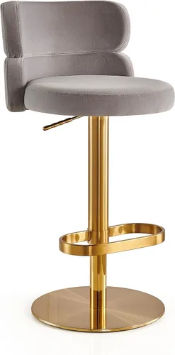 Miniatura 18 de Taburetes de bar de terciopelo modernos giratorios de altura ajustable para encimera de cocina, taburetes de bar con reposapiés para sala de estar