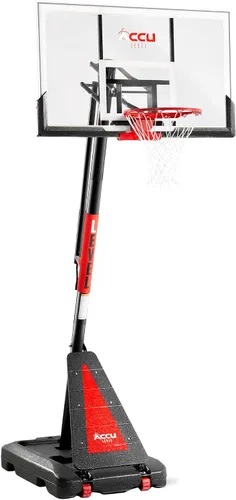 Miniatura 9 de ACCU LEVEL Arro de baloncesto con manivela para exteriores, 7.5-10 pies, ajustable, portátil, portería de baloncesto para jóvenes y adultos, 54