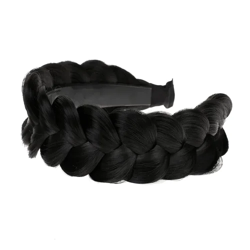Miniatura 5 de Diadema trenzada de pelo sintético, aro de pelo clásico, grueso, ancho, trenzado, peluca de trenzas esponjosas, accesorio de belleza para mujeres