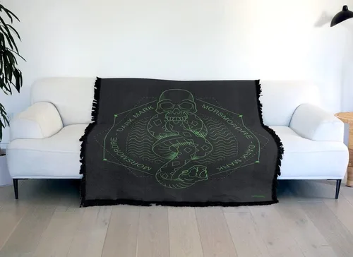 Miniatura 6 de Manta de Harry Potter, 50 x 60 pulgadas, diseño de marca de mortífago, manta tejida de mezcla de algodón con flecos