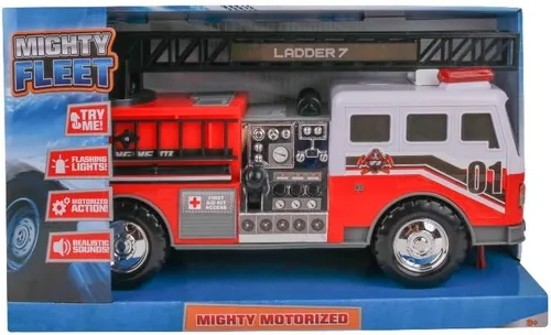 Miniatura 9 de Mighty Fleet Camión de escalera de bomberos motorizado Mighty con luces y sonidos, escalera motorizada, escalera extensible, diseño realista