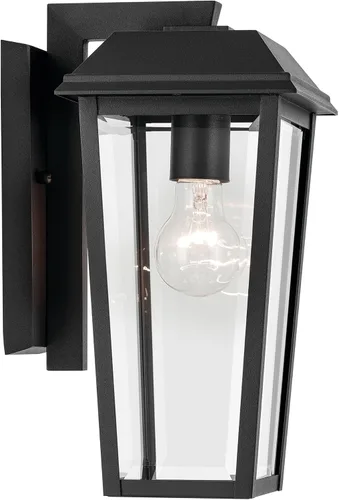 Miniatura 5 de Kichler Mathus 59118BKT - Lámpara de pared tradicional para exteriores, con textura negra, de lujo, con vidrio transparente, para paredes