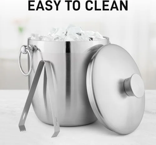 Miniatura 6 de Zulay Kitchen Kit de cubo de hielo con aislamiento de doble pared de acero inoxidable de alta calidad, 3L, a prueba de fugas, elegante enfriador