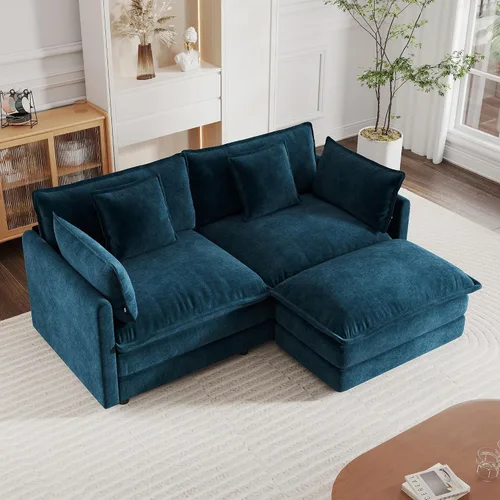 Miniatura 31 de mikibama - Sofá seccional modular, sofá en forma de L de 76.4 pulgadas para sala de estar, sofá cama cómodo tipo nube con otomano móvil, combinación