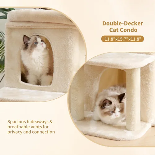 Miniatura 7 de Heybly Árbol para gatos, torre para gatos de 25.6 pulgadas con amplia percha superior para gatos grandes, muebles de casa para gatos estilo escalera