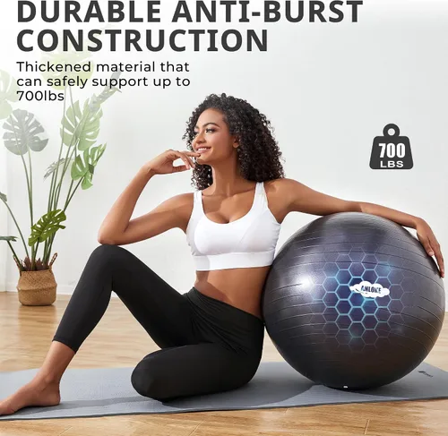 Miniatura 3 de ANLOKE Pelota de ejercicios de yoga para fitness y equilibrio, silla de estabilidad antiestallido, parto para embarazo, gimnasio de PVC no tóxico