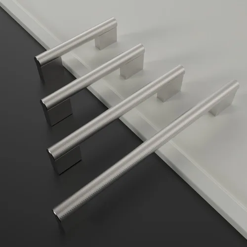 Miniatura 7 de Paquete de 10 tiradores de gabinete de cocina con agujero central de 7 pulgadas (7.008 in) níquel satinado cepillado moleteado para gabinetes