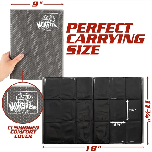 Miniatura 4 de Monster Binder - Álbum de tarjeta coleccionables, 9 bolsillos para tarjetas, retiene 360 de Yugioh, Magic, y Pokémon Páginas blancas Holofoil