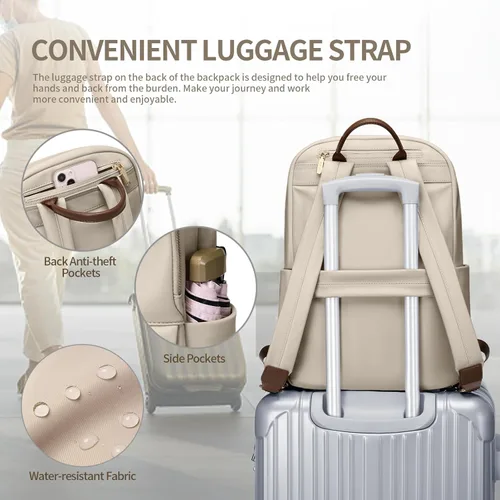 Miniatura 6 de GOLF SUPAGS Mochila para laptop para mujer, bolsa delgada para computadora, trabajo, viajes, universidad, mochila para portátil de 14 pulgadas