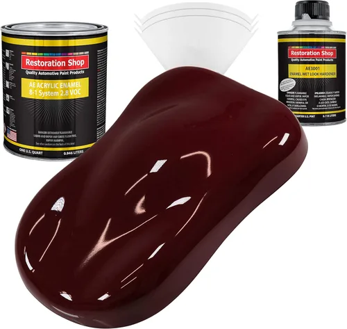 Miniatura 7 de Restoration Shop - Pintura de esmalte acrílico Monza Red para autos - Kit completo de pintura de galón - Recubrimiento profesional de alta Rojo