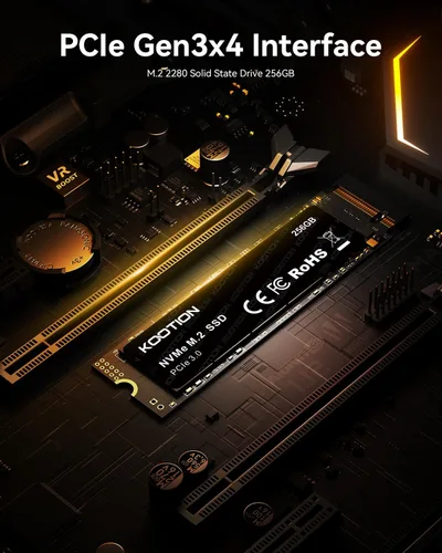 Miniatura 5 de KOOTION SSD NVMe M.2 PCIe 2280 de 256GB Unidad de estado sólido interna Gen3x4 Disco duro de hasta 3000MB/s Compatible con laptop y PC