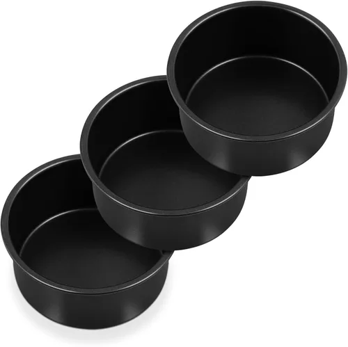 P&P CHEF - Juego de 3 moldes redondos para tartas de 4 pulgadas, moldes antiadherentes para tartas de capa, juego de moldes para hornear y