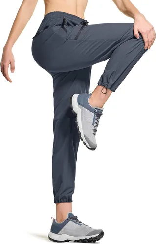 CQR Pantalones de senderismo para mujer, pantalones cargo elásticos ligeros con bolsillos con cremallera, pantalones deportivos resistentes al agua