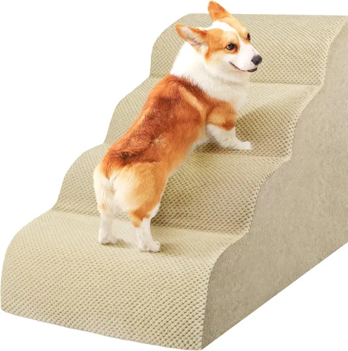 Miniatura 22 de Escaleras para perros pequeños, rampa de espuma de alta densidad para perros, escalones extra anchos antideslizantes para camas altas o sofá