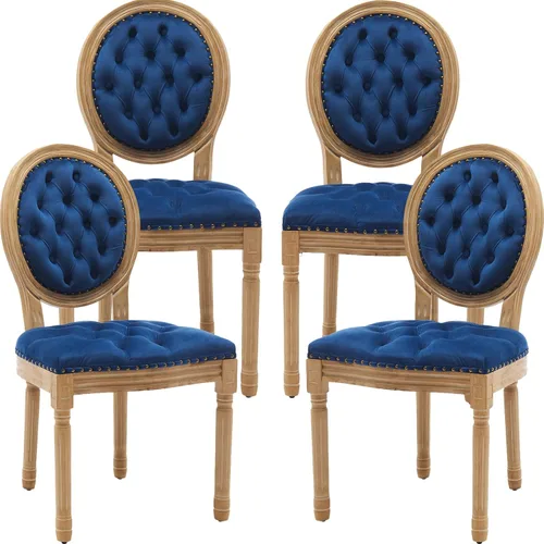 Miniatura 79 de Juego de 2 sillas de comedor de campo francés, sillas de comedor de madera de granja beige, silla de comedor con respaldo tejido con cojín tapizado